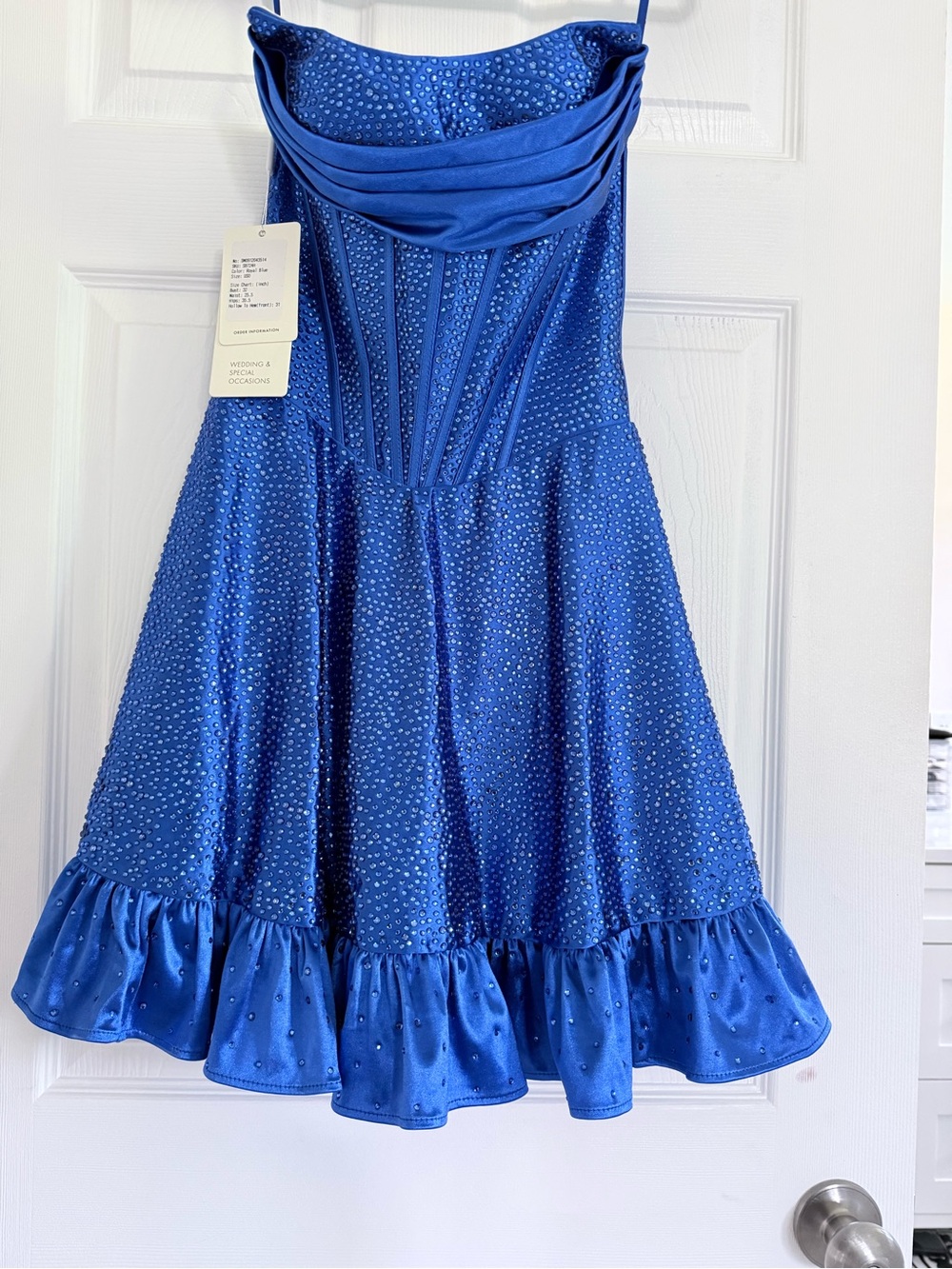 Strapless Sequin Cocktail Dress in Royal Blue